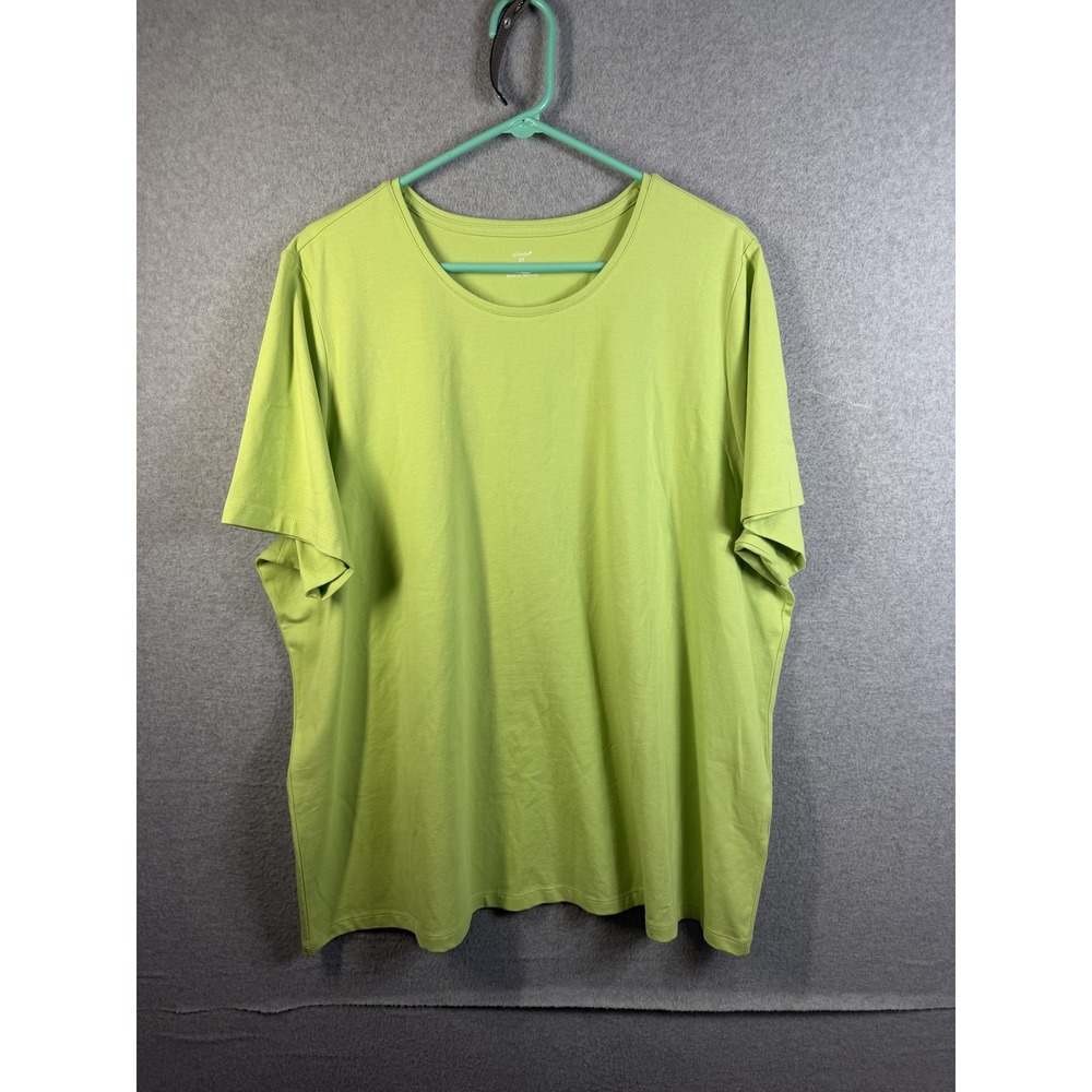 CJ Banks Shirt Womens 2X Green Short Sleeve Scoop Neck Stretch Casual Tee
